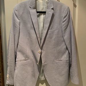 Beautiful blue and white seersucker Savile blazer… excellent condition